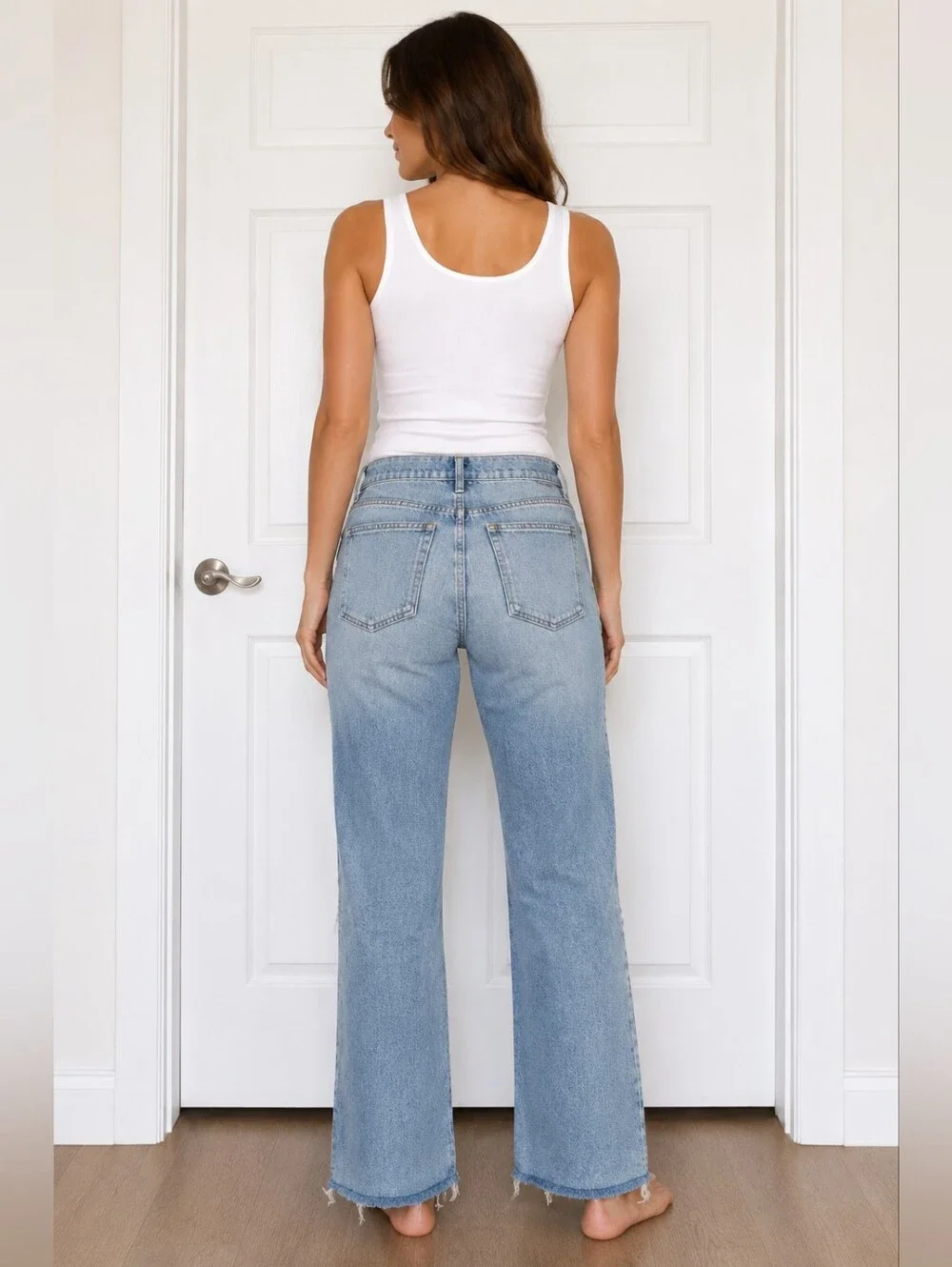 GAP 1969 Distressed Ankle Kick Flare Jeans Raw Hem Light Wash Size 8/29R Ripped